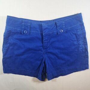 Y2k Beau Dawson Royal Blue Cotton Button Detail Mid Rise Casual Shorts 36 waist